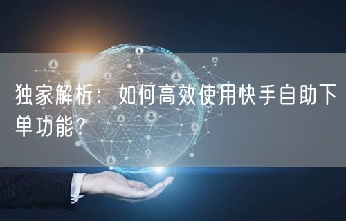 独家解析：如何高效使用快手自助下单功能？