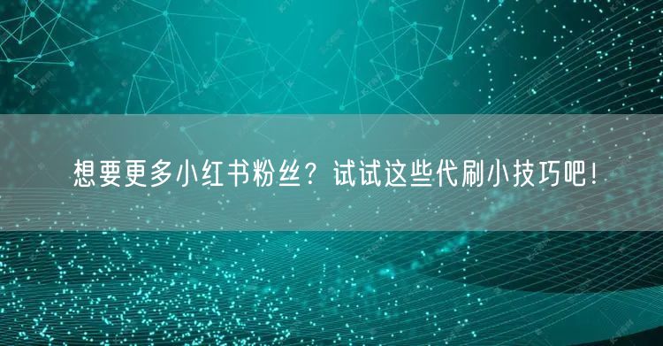 想要更多小红书粉丝？试试这些代刷小技巧吧！