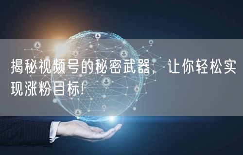揭秘视频号的秘密武器，让你轻松实现涨粉目标!