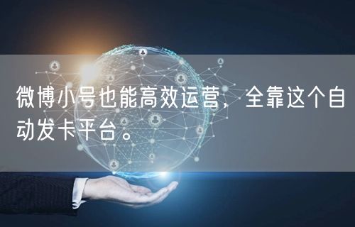 微博小号也能高效运营，全靠这个自动发卡平台。