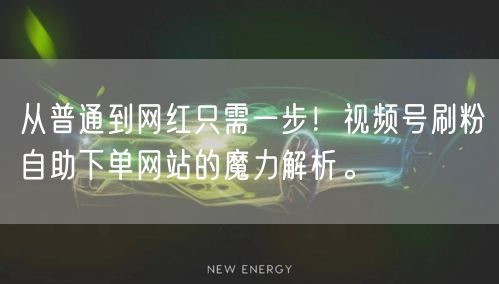 从普通到网红只需一步！视频号刷粉自助下单网站的魔力解析。